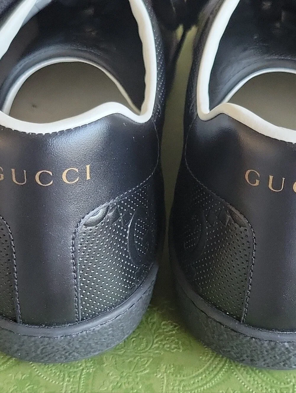Black Leather Men's Sneakers - Designer Embossed Logo